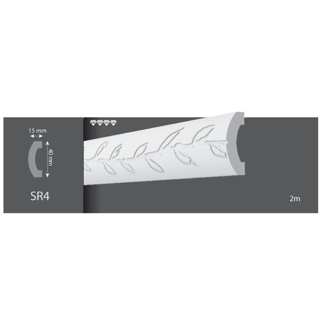 Wall moulding SR4 (40 x 15 mm), length 2 m