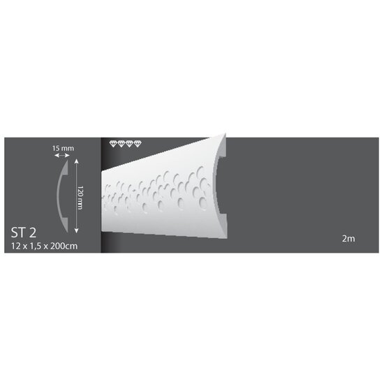 Wandlijst ST2 (120 x 15 mm), lengte 2 m