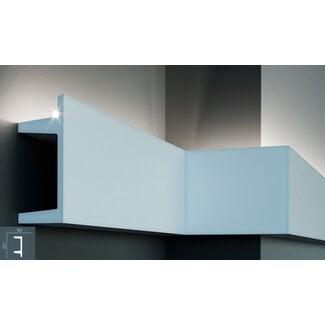 Grand Decor Polyurethane LED moulding for indirect / direct lighting, KF722 (201 x 80 mm), length 2 m