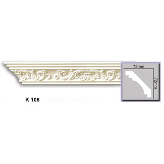 Grand Decor Kroonlijst K106 (72 x 72 mm), polyurethaan, lengte 2 m
