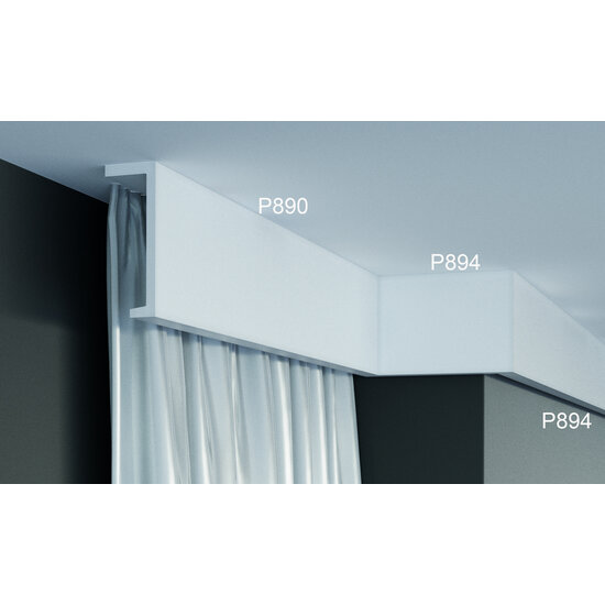 Grand Decor Curtain Moulding P890 (110 x 40 mm), polyurethane, length 2 m
