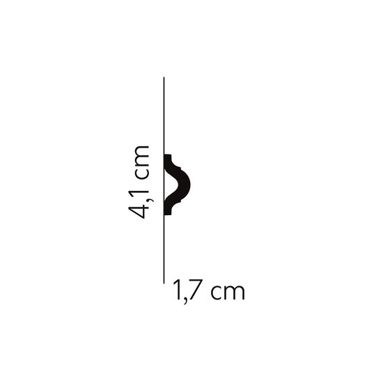 Kaderlijst MDD332 (41 x 17 mm), polyurethaan, lengte 2 m OP = OP
