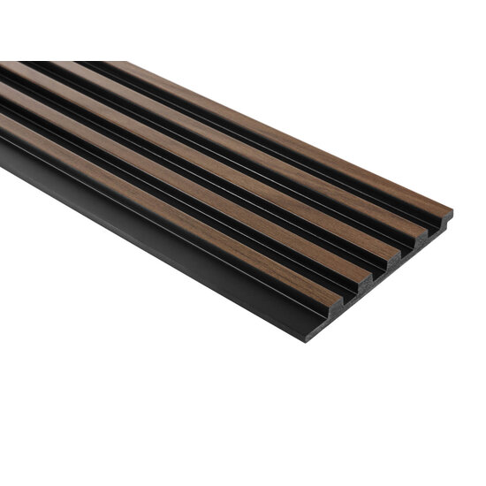 Mardom Decor 3D Wall Panel L0104T LAMELLI STRETTO | 12 cm breed | lengte 2 meter | Donkerbruin Eiken