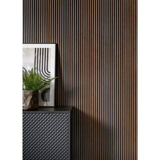 Wall Panel L0104T LAMELLI STRETTO | 12 cm breed | lengte 2 meter | Donkerbruin Eiken