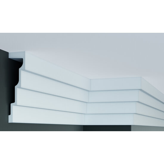 Grand Decor Steps Plafondlijst P886 (190 x 50 mm), polyurethaan, lengte 2 m