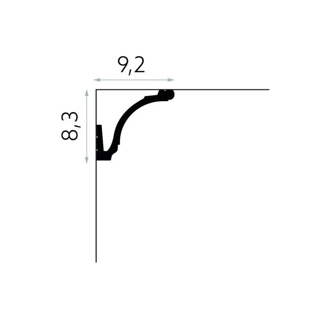Mardom Decor Plint MD161 LED (92 x 83 mm), lengte 2 m, HDPS