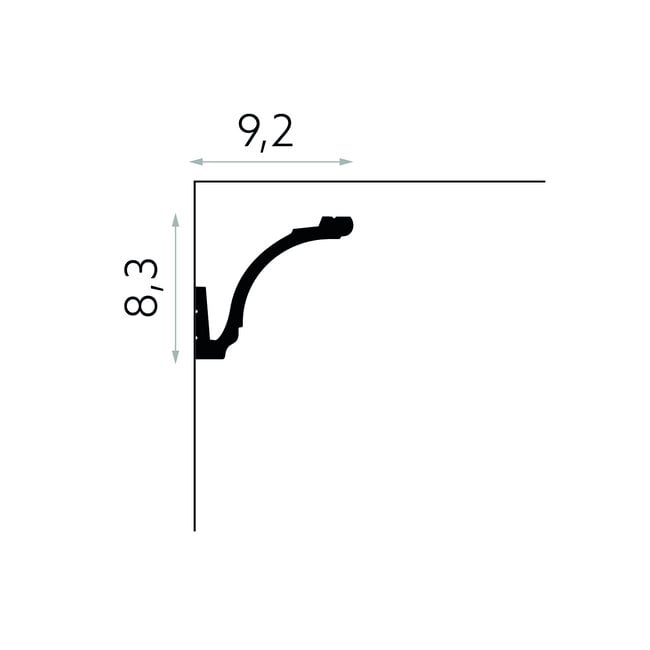 Mardom Decor Plint MD161 LED (92 x 83 mm), lengte 2 m, HDPS