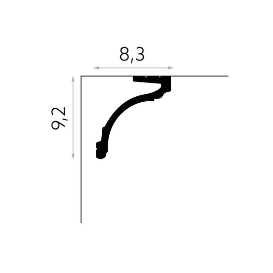 Mardom Decor Plint MD161 LED (92 x 83 mm), lengte 2 m, HDPS