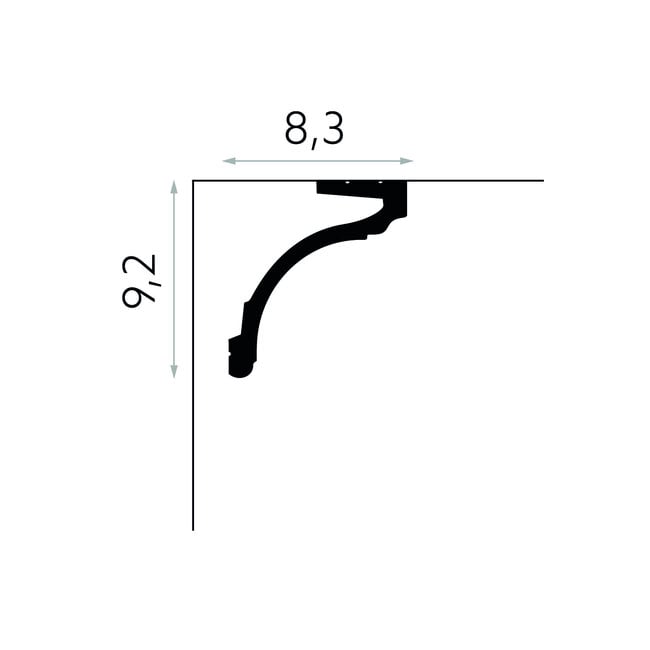 Mardom Decor Plint MD161 LED (92 x 83 mm), lengte 2 m, HDPS