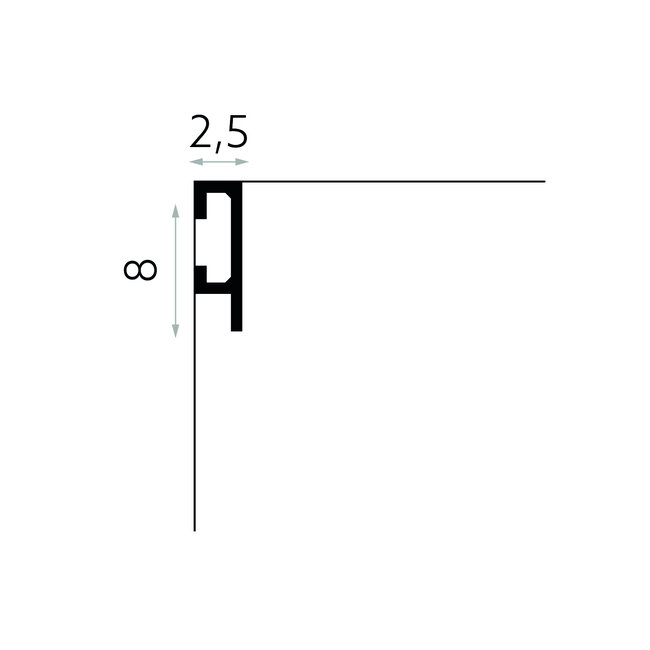 Mardom Decor Plint LED QL019 (80 x 25 mm), lengte 2 m