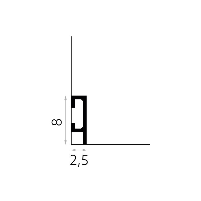 Mardom Decor Plint LED QL019 (80 x 25 mm), lengte 2 m