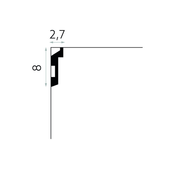 Mardom Decor Plint MD024 LED  (80 x 27 mm), lengte 2 m