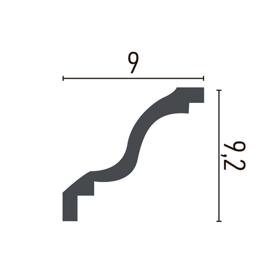 Grand Decor Kroonlijst P855 (90 x 92 mm), polyurethaan, lengte 2 m