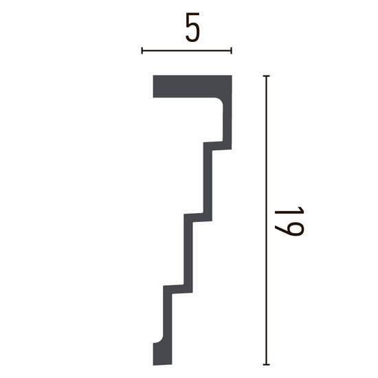 Grand Decor Steps Plafondlijst P886 (190 x 50 mm), polyurethaan, lengte 2 m