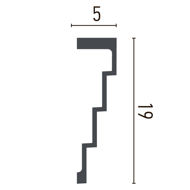 Grand Decor Steps Plafondlijst P886 (190 x 50 mm), polyurethaan, lengte 2 m