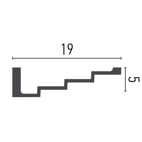 Grand Decor Steps Plafondlijst P886 (190 x 50 mm), polyurethaan, lengte 2 m