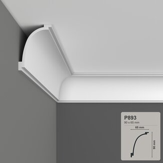 Grand Decor Kroonlijst P893 (90 x 65 mm), polyurethaan, lengte 2 m