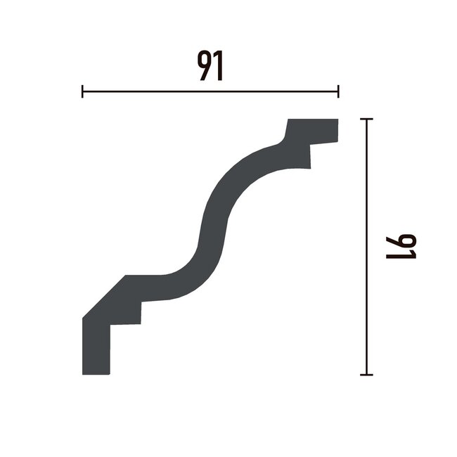 Grand Decor Cornice P855 (91 x 91 mm), polyurethane, length 2 m