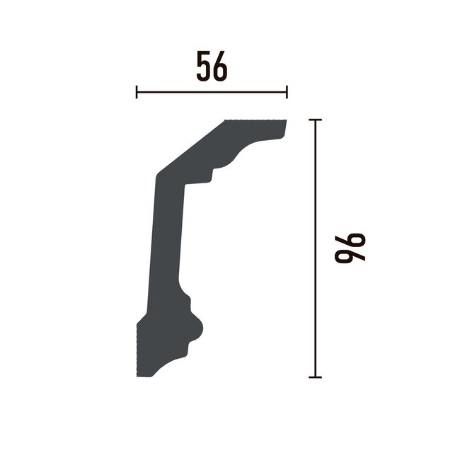 Grand Decor Kroonlijst P923 (96 x 56 mm), polyurethaan, lengte 2 m