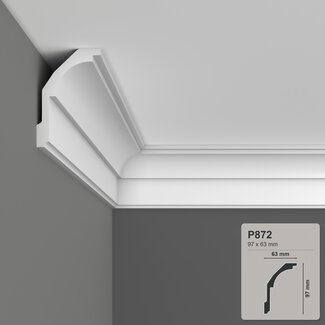 Grand Decor Cornice P872 (97 x 63 mm), polyurethane, length 2 m
