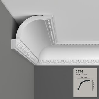 Grand Decor Cornice C746 (108 x 137 mm), polyurethane, length 2 m