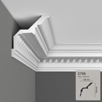 Grand Decor Cornice C755 (130 x 120 mm), polyurethane, length 2 m