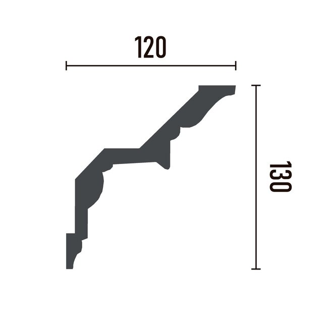 Grand Decor Cornice C755 (130 x 120 mm), polyurethane, length 2 m