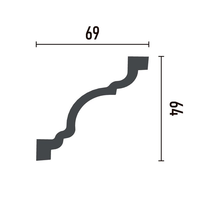 Grand Decor Kroonlijst P819 (64 x 69 mm), polyurethaan, lengte 2 m