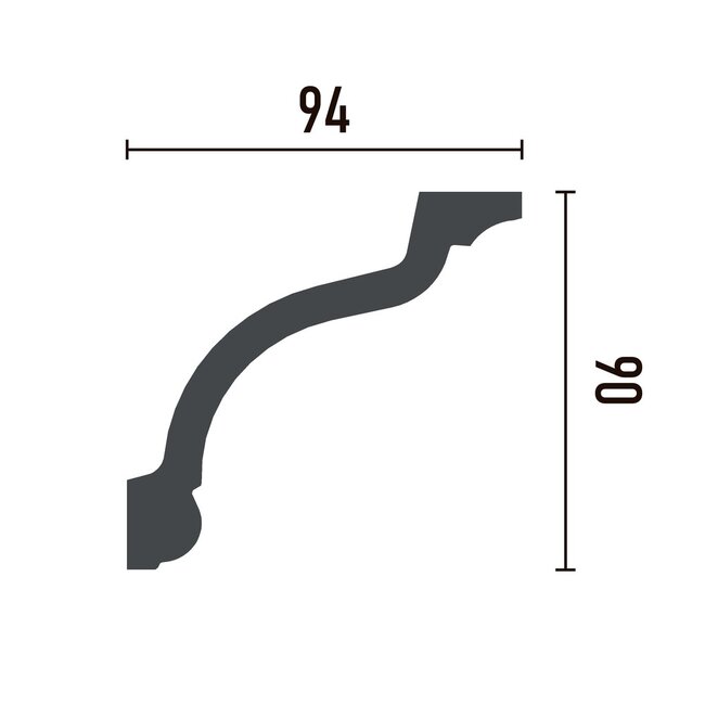 Grand Decor Cornice P816 (90 x 94 mm), polyurethane, length 2 m