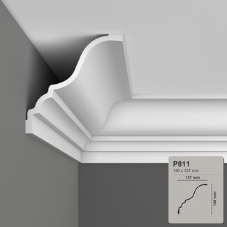 Grand Decor Cornice P811 (140 x 137 mm), polyurethane, length 2 m