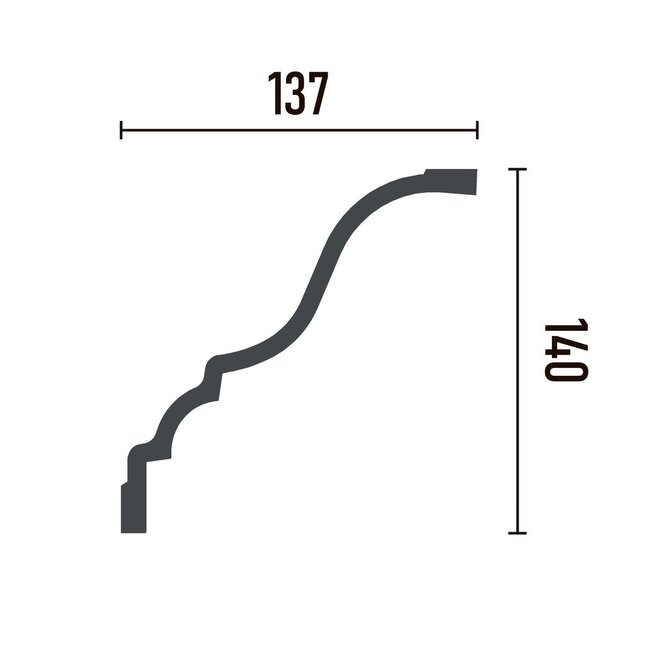 Grand Decor Cornice P811 (140 x 137 mm), polyurethane, length 2 m