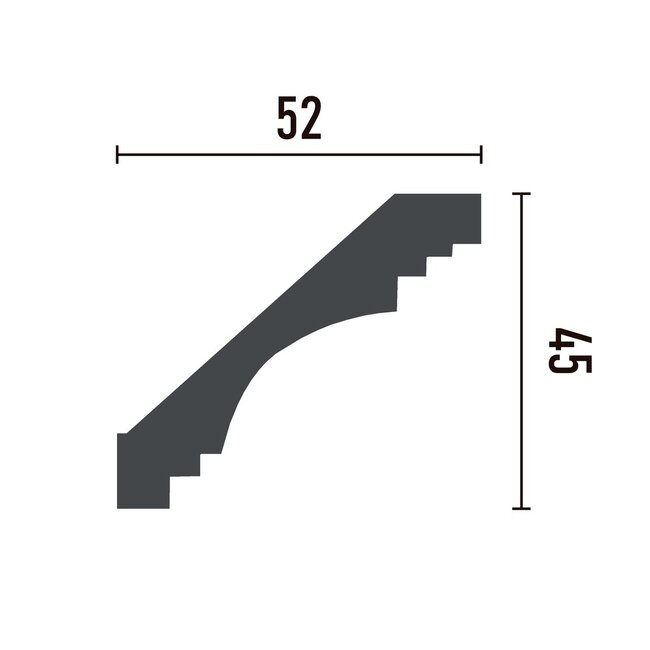 Grand Decor Cornice P925 / K234 (45 x 52 mm), polyurethane, length 2 m