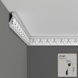 Grand Decor Cornice C747 (64 x 30 mm), polyurethane, length 2 m