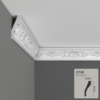 Grand Decor Cornice C748 (75 x 35 mm), polyurethane, length 2 m
