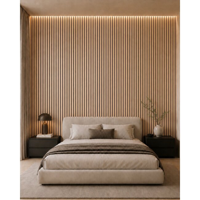 Mardom Decor 3D wall panel L0502T LAMELLI GROSSO | 12 cm wide | length 2 metres | Light oak
