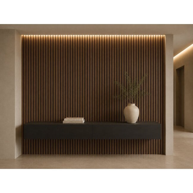 Mardom Decor 3D wall panel L0504T LAMELLI GROSSO | 12 cm wide | length 2 metres | Dark brown oak
