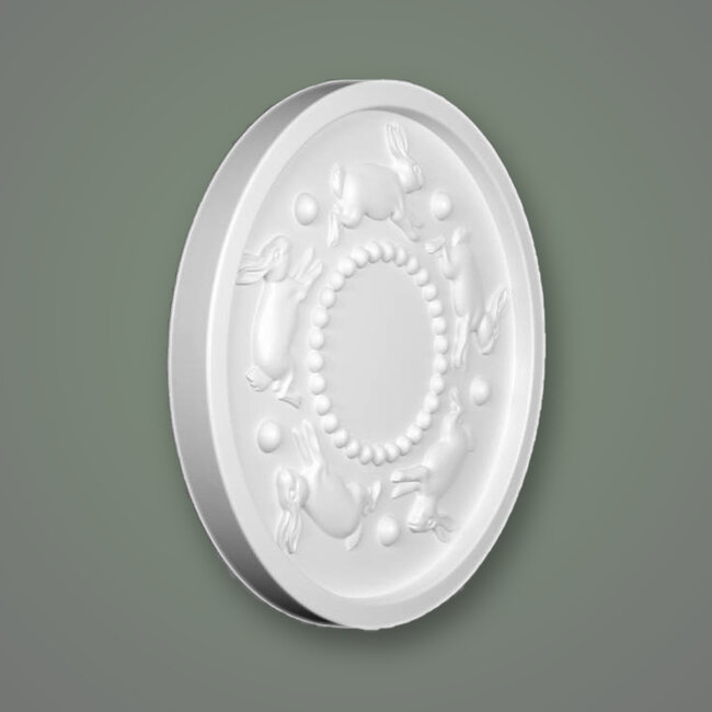 Grand Decor Ceiling rose SPIRALING BUNNIES diameter 46.0 cm nursery / children's room