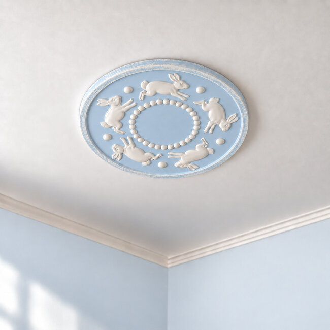 Grand Decor Ceiling rose SPIRALING BUNNIES diameter 46.0 cm nursery / children's room