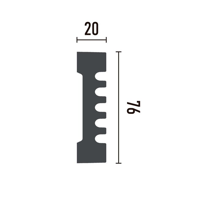 Grand Decor Flat skirting board CR779 (76 x 20 mm), polyurethane, length 2 m