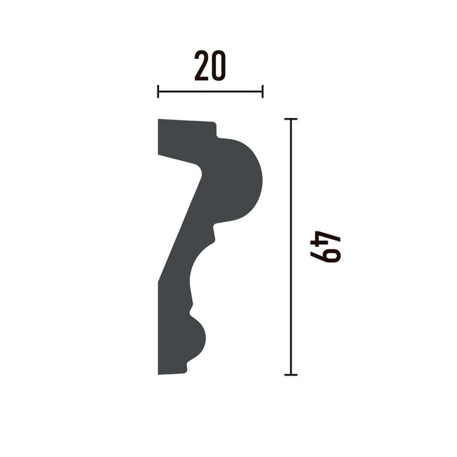 Panel moulding CR873 (49 x 20 mm), polyurethane, length 2 m