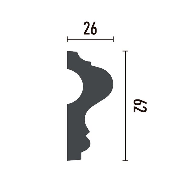 Grand Decor Panel moulding CR889 (62 x 26 mm), polyurethane, length 2 m