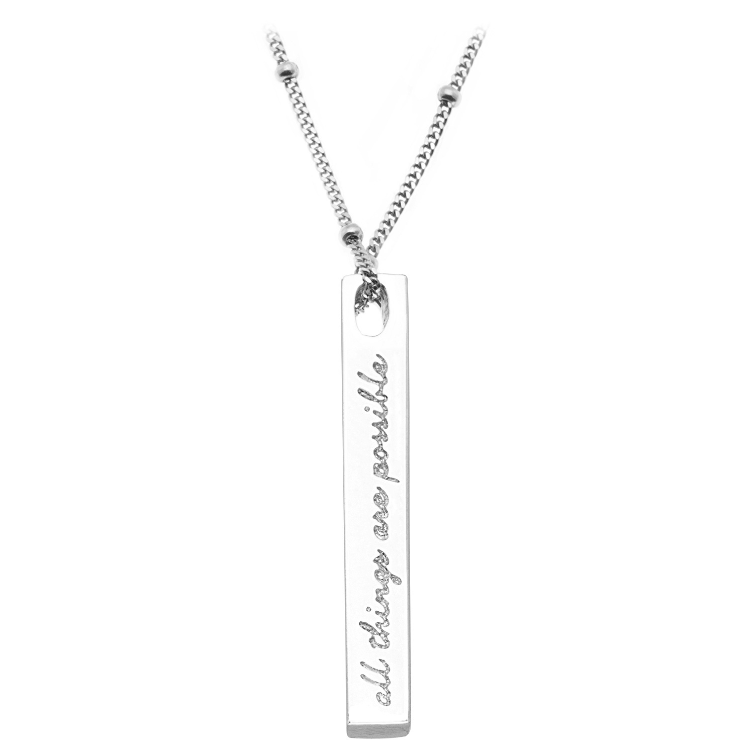 Satya 1/10 ct. tw. Diamond 'Believe' Bar Pendant in Sterling Silver