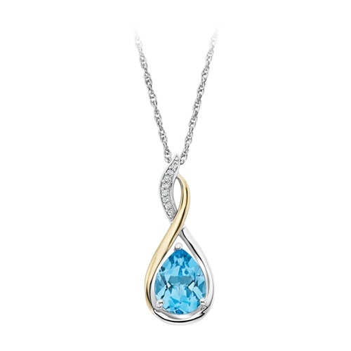 Satya Blue Topaz and Diamond Pendant in 14K Yellow Gold