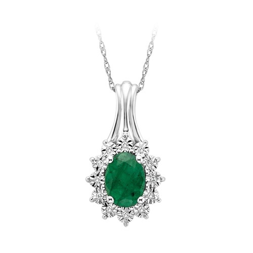 Bazaar Emerald and Diamond Accented Pendant