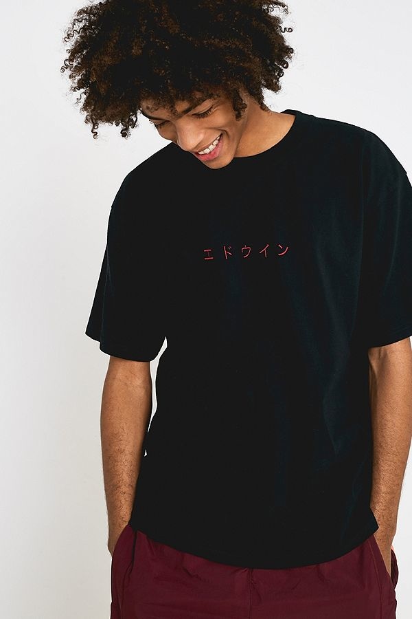 Nike Edwin UO Exclusive Katakana Embroidered Black and Red T-Shirt Nike Edwin UO Exclusive Katakana Embroidered Black and Red T-Shirt