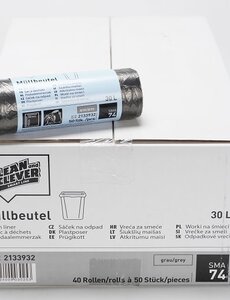  Pedaalemmerzakken HDPE 50x60cm 5my grijs 40 Rollen