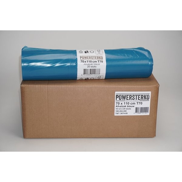 Powersterko Afvalzakken LDPE T70 70 x 110 cm. 120L Blauw