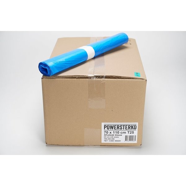 Powersterko Afvalzakken T25 HDPE 70 x 110 cm. 120L Blauw