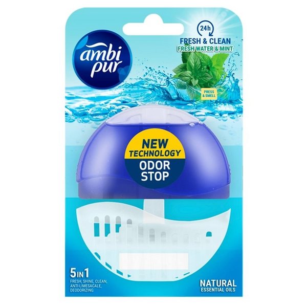 Ambi-Pur Flush toiletblok Fresh Water & Mint houder en vulling