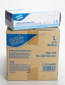  Handschoen Nitrile CAT III - poeder vrij L Blauw 100 st.